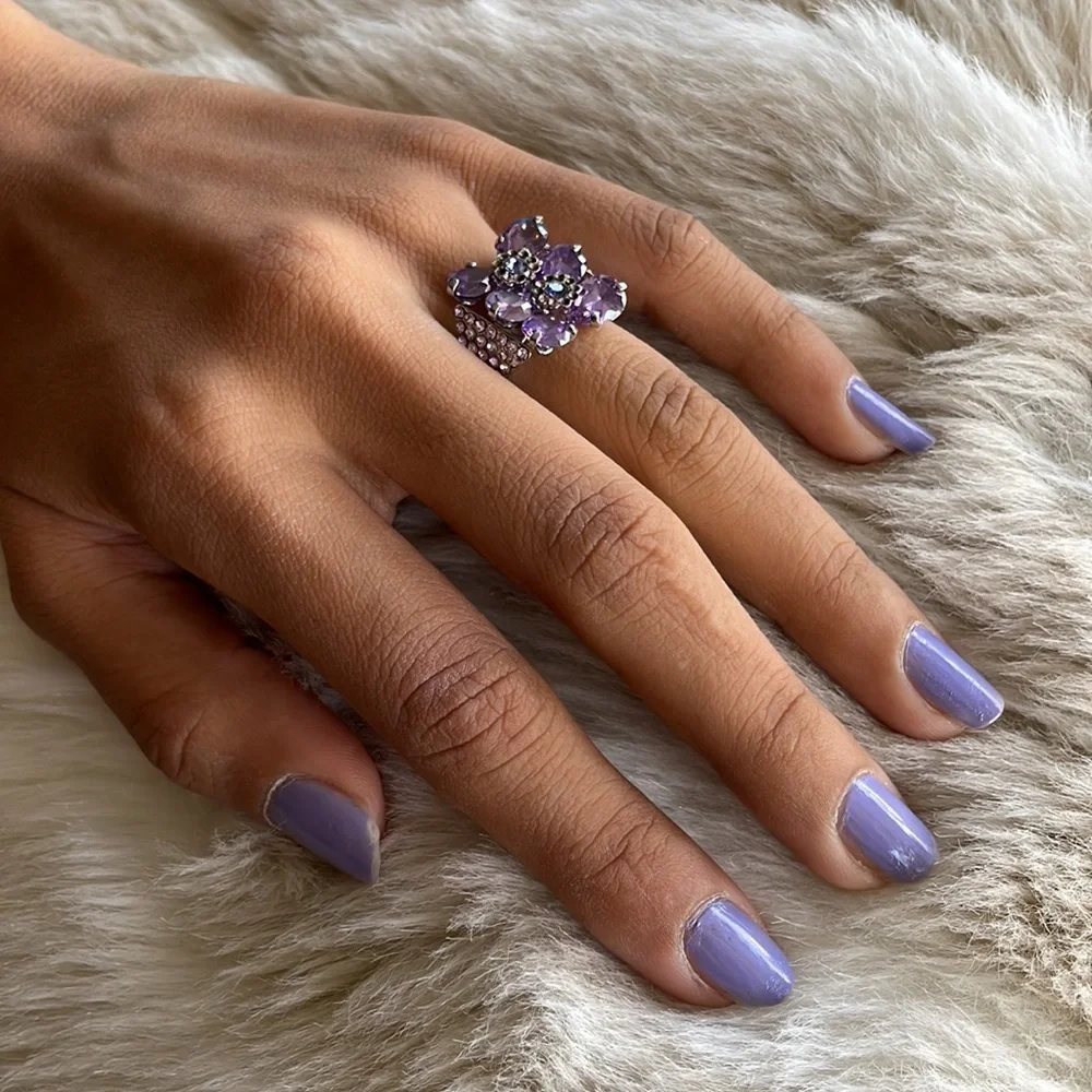 Lavender Gem Butterfly Adjustable Ring - Picture 6 of 8